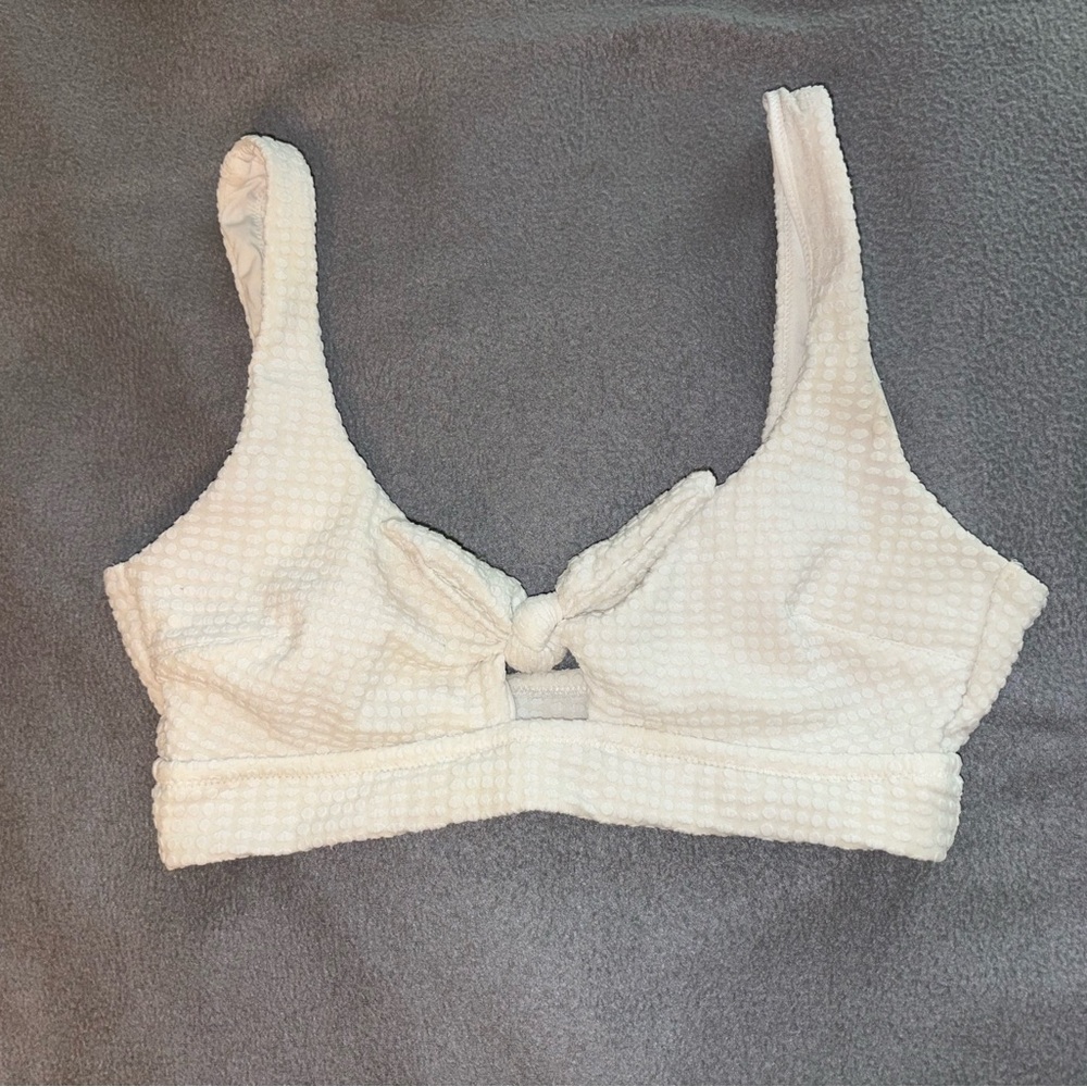 Aerie White Bikini Top with Textured Design